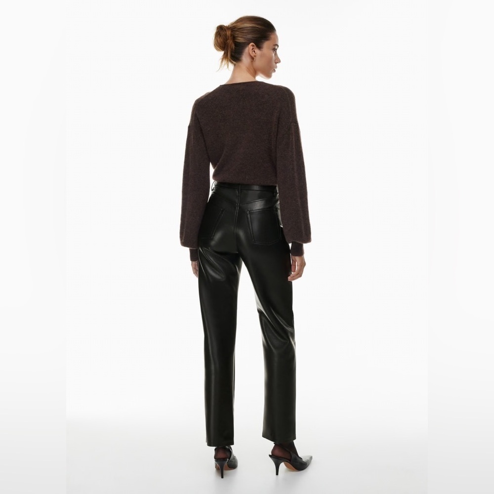 Aritzia Wilfred The Melina Pant Size 0 Black Faux Leather High Rise Straight - Picture 2 of 10